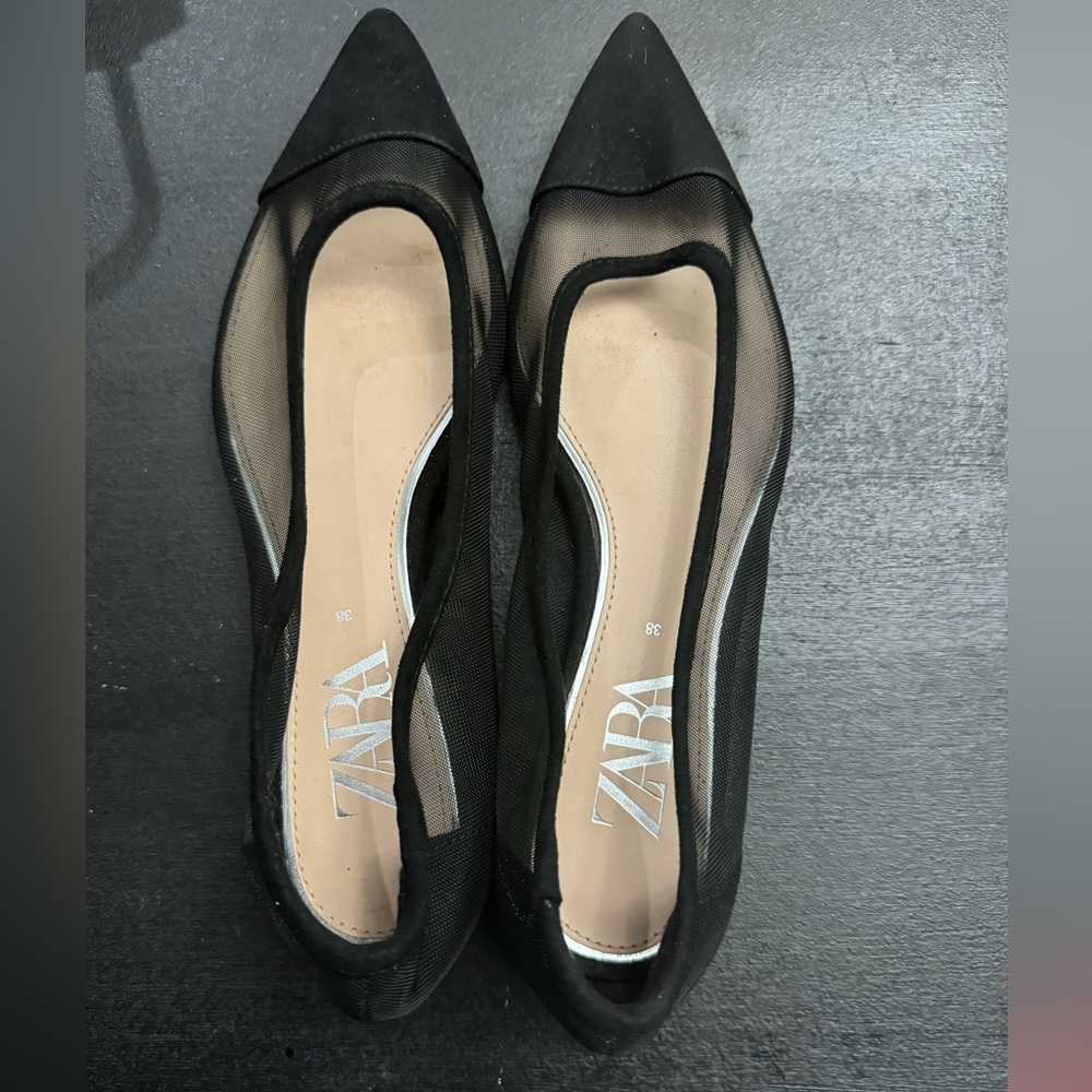 Zara Black Mesh Ballet Flats